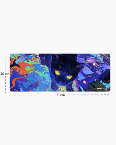 Neon Cat Fantasy Panaroma Desk Mat