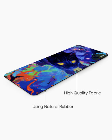 Neon Cat Fantasy Panaroma Desk Mat