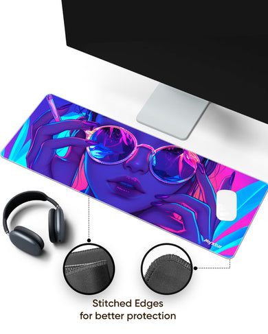 Purple Haze Girl Panaroma Desk Mat