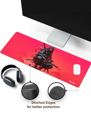 Red Dystopia Ninja Panaroma Desk Mat Stitched 1