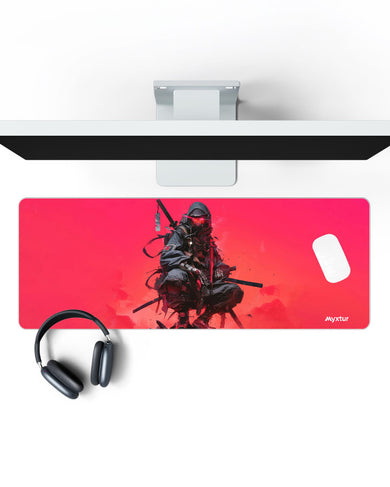 Red Dystopia Ninja Panaroma Desk Mat