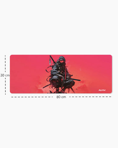 Red Dystopia Ninja Panaroma Desk Mat