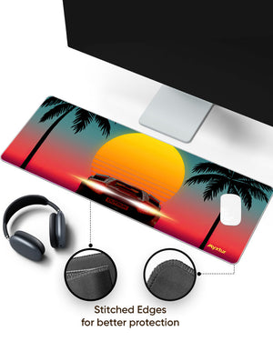 Retro Palm Drive Panaroma Desk Mat Stitched 1