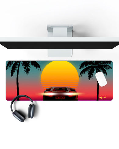 Retro Palm Drive Panaroma Desk Mat