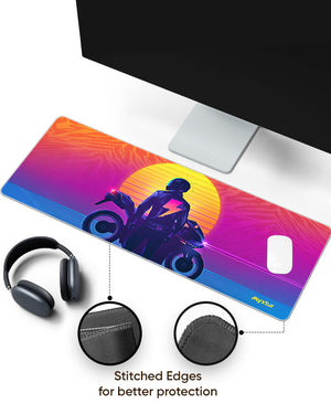 Retro Rider in Yellow Panaroma Desk Mat Stitched 1
