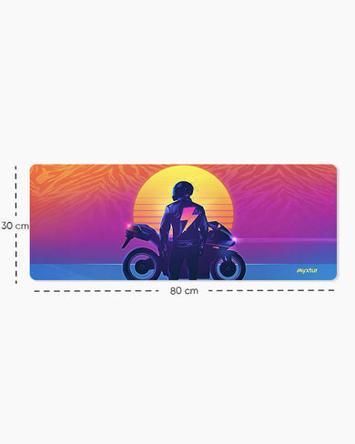 Retro Rider in Yellow Panaroma Desk Mat