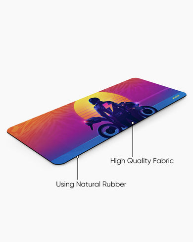 Retro Rider in Yellow Panaroma Desk Mat