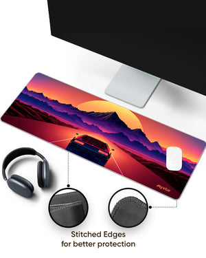 Retro Road Adventure Panaroma Desk Mat Stitched 1