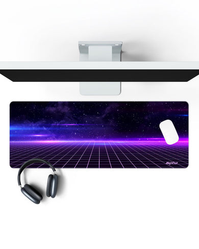 Retro Vibes with Purple Stripes Panaroma Desk Mat