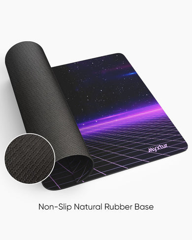 Retro Vibes with Purple Stripes Panaroma Desk Mat
