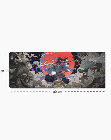 Samurai Shrine with Crimson Sun Panaroma Desk Mat