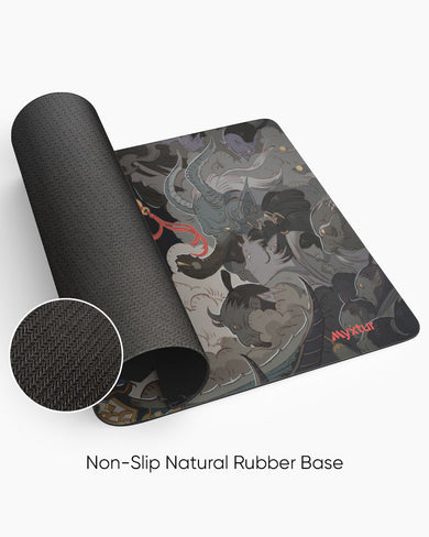 Samurai Shrine with Crimson Sun Panaroma Desk Mat