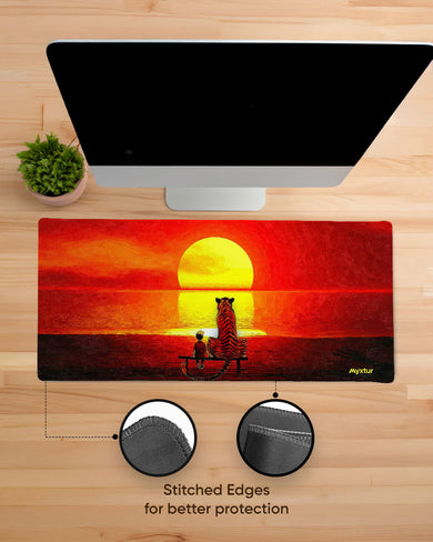 Calvin and Hobbes-Setting Glory EdgeGuard Desk Mat