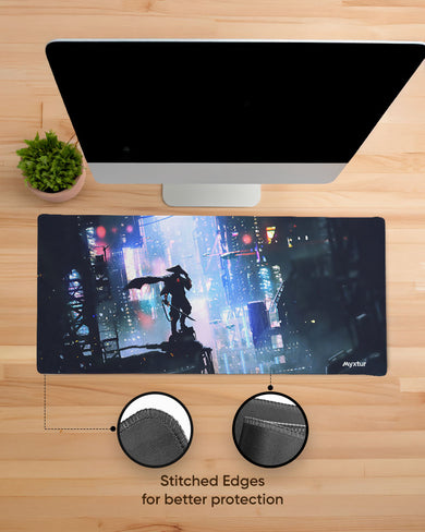 Last Samurai in a Cyberpunk World EdgeGuard Desk Mat