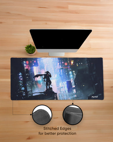 Last Samurai in a Cyberpunk World EdgeGuard Desk Mat