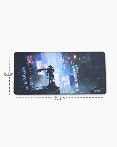 Last Samurai in a Cyberpunk World EdgeGuard Desk Mat