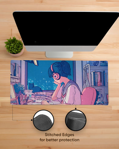 Lofi Anime School Girl EdgeGuard Desk Mat