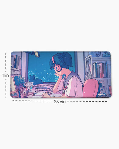 Lofi Anime School Girl EdgeGuard Desk Mat