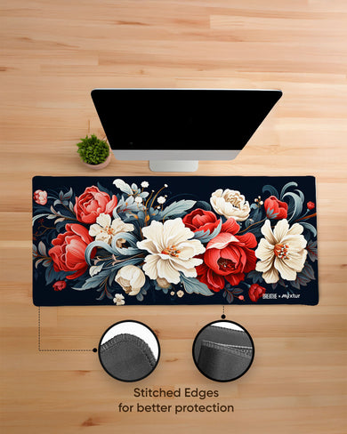 Scarlet and Snow Bouquet [BREATHE] EdgeGuard Desk Mat