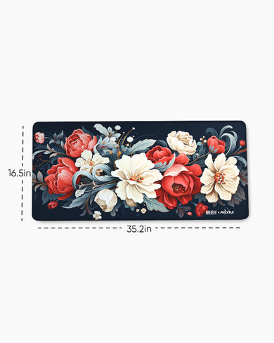 Scarlet and Snow Bouquet [BREATHE] EdgeGuard Desk Mat