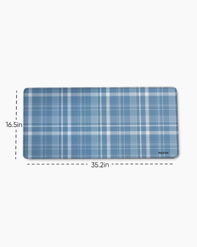 Denim Plaid Checks EdgeGuard Desk Mat