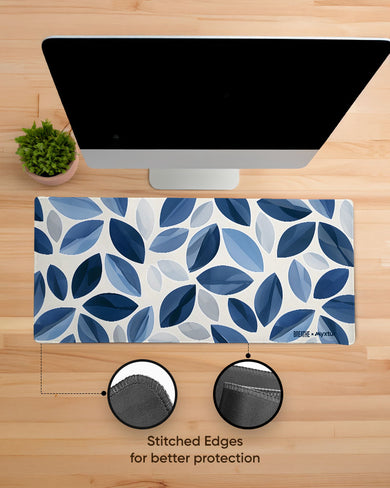 Cobalt Leaves [BREATHE] EdgeGuard Desk Mat