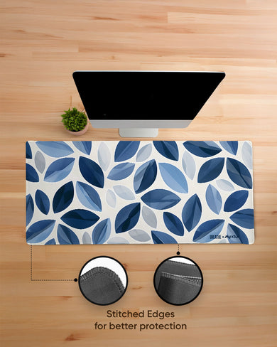 Cobalt Leaves [BREATHE] EdgeGuard Desk Mat