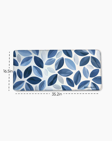 Cobalt Leaves [BREATHE] EdgeGuard Desk Mat