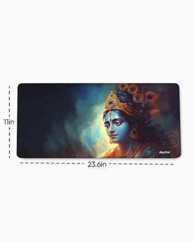 Krishna-Peacock Majesty EdgeGuard Desk Mat