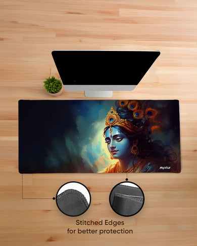 Krishna-Peacock Majesty EdgeGuard Desk Mat