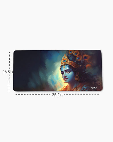 Krishna-Peacock Majesty EdgeGuard Desk Mat