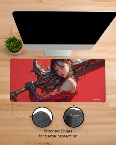 Beast Girl with Monster Blade EdgeGuard Desk Mat