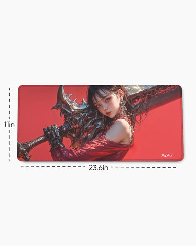 Beast Girl with Monster Blade EdgeGuard Desk Mat