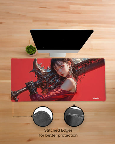 Beast Girl with Monster Blade EdgeGuard Desk Mat