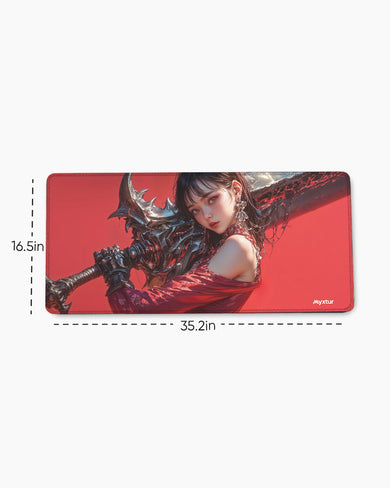 Beast Girl with Monster Blade EdgeGuard Desk Mat