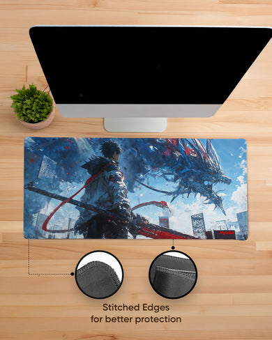 Cyberpunk Mecha Dragon EdgeGuard Desk Mat