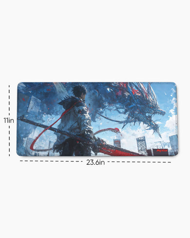 Cyberpunk Mecha Dragon EdgeGuard Desk Mat