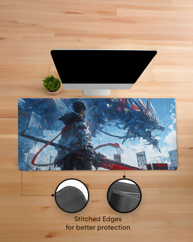 Cyberpunk Mecha Dragon EdgeGuard Desk Mat