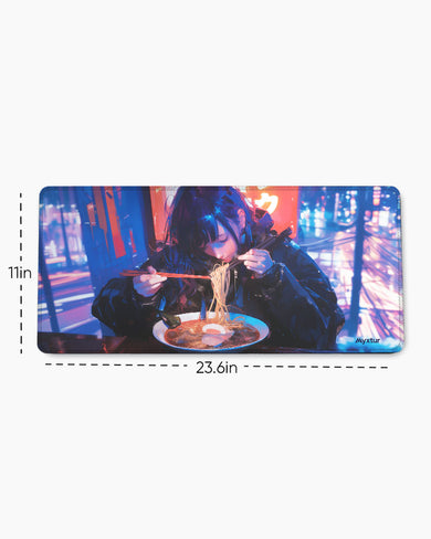 Cyberpunk Ramen Girl EdgeGuard Desk Mat