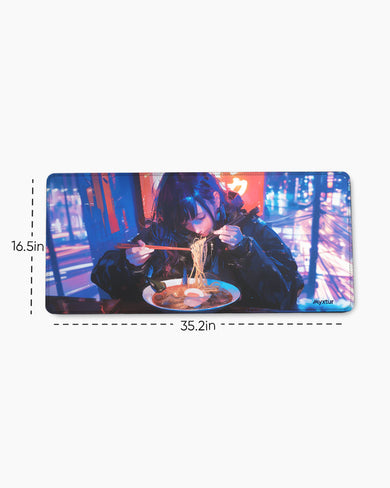 Cyberpunk Ramen Girl EdgeGuard Desk Mat