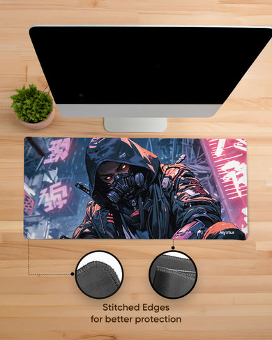 Futuristic Cyber Ninja EdgeGuard Desk Mat