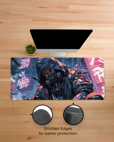 Futuristic Cyber Ninja EdgeGuard Desk Mat