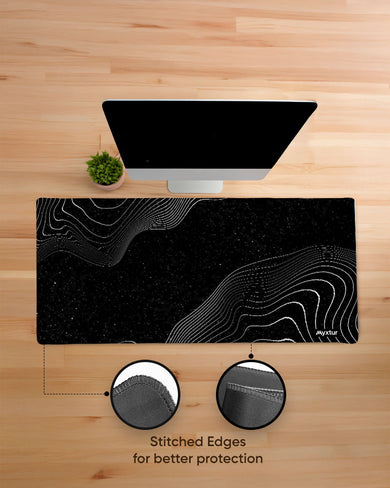 Monochrome Wave EdgeGuard Desk Mat