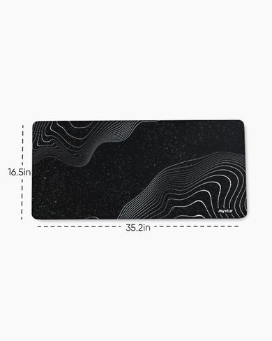 Monochrome Wave EdgeGuard Desk Mat