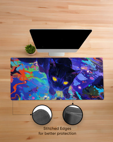 Neon Cat Fantasy EdgeGuard Desk Mat