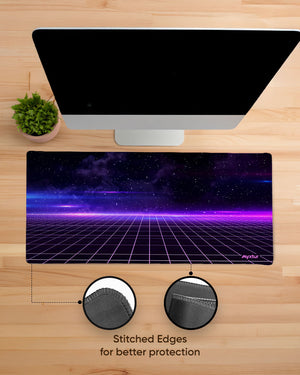 Retro Vibes with Purple Stripes Gaming Desk Mat M 1