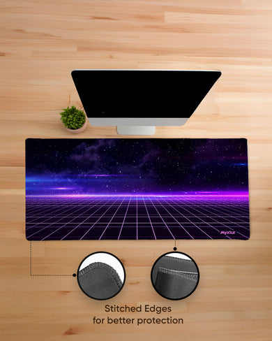 Retro Vibes with Purple Stripes EdgeGuard Desk Mat