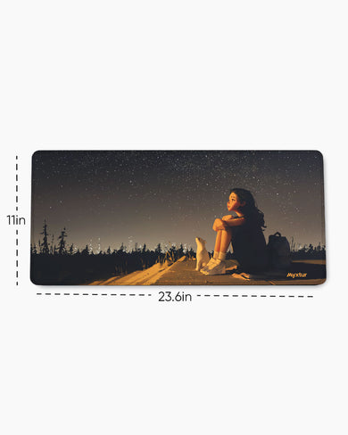 Starry Night with Girl & Cat EdgeGuard Desk Mat