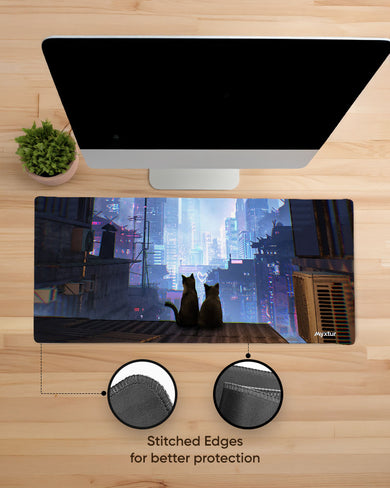 Neon-Whiskers EdgeGuard Desk Mat