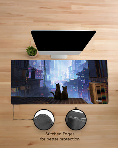 Neon-Whiskers EdgeGuard Desk Mat